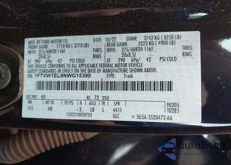 2022 Ford F-150 Lightning Lariat из США, поврежденный, VIN 1FTVW1EL9NWG15390